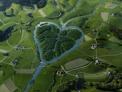 Знаменитая река «Сердце» (Heart River) на территории штата Северная Дакота, Америка