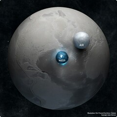 Сравнение запасов воды с размером Земли