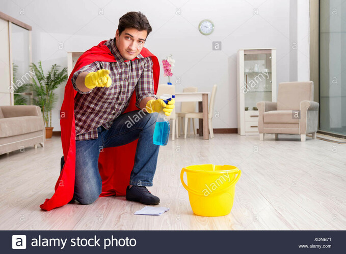 super-hero-husband-cleaning-floor-at-home-XDNB71.jpg